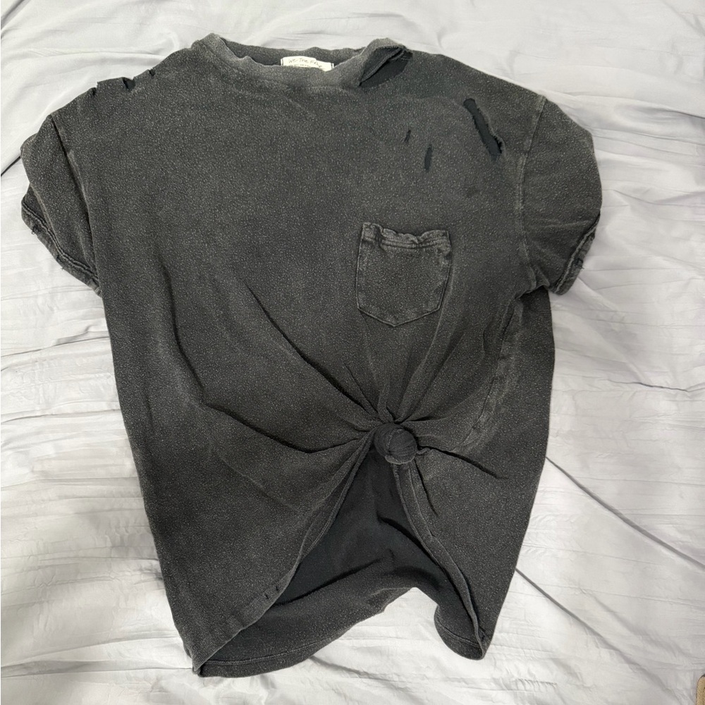 Free People Black Short Sleeve Tee